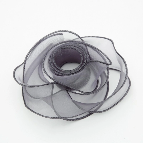 Panglică din organza "Premium", Metal gray,  4cm / 9.14m #121