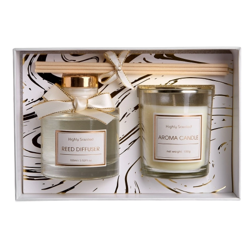 Set difuzor de aromă și lumânare de aromă "Gifty" Amber allure