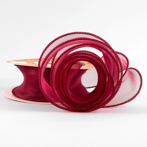 Panglică din organza "Uni", rosu,  4cm / 9,11m #27