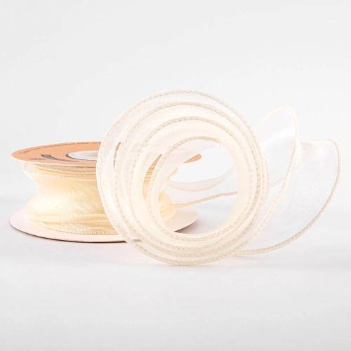 Panglică din organza "Uni", bej,  4cm / 9,11m #01