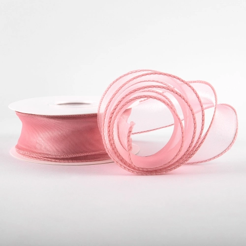 Panglică din organza "Uni", roz,  4cm / 9,11m #96