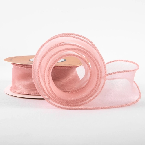 Panglică din organza "Uni", roz,  4cm / 9,11m #97