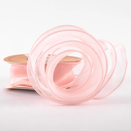 Panglică din organza "Uni", roz,  4cm / 9,11m #98