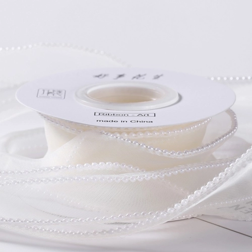 Panglică din organza "Pearl", vanilla,  4cm / 4,57m #243