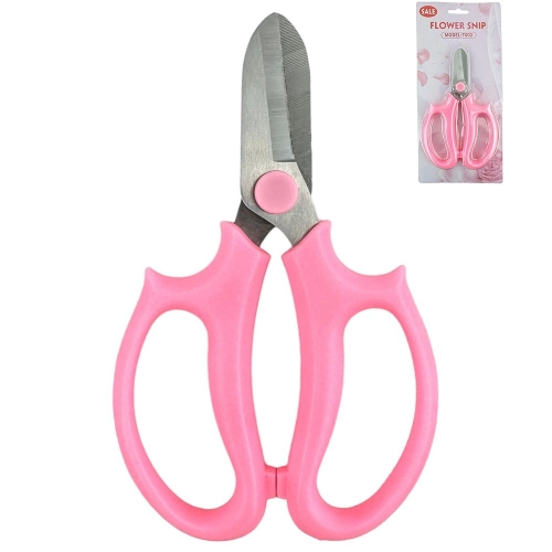 Foarfece florale roz, fier + plastic, 16,5/9,5