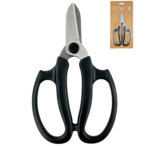 Foarfece florale negre, fier + plastic, 17/10,5
