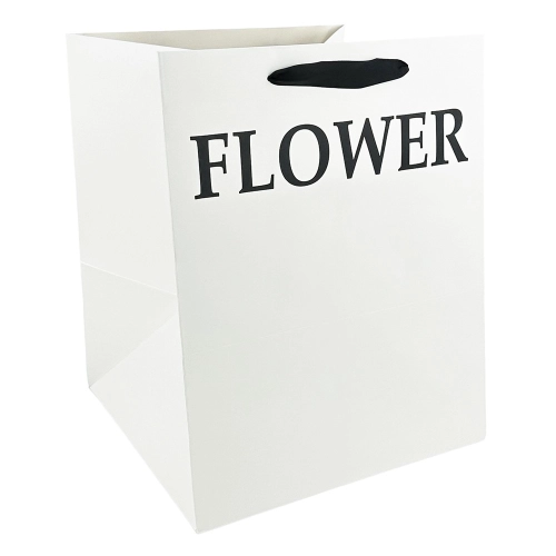 Set 2 pungi albe, cu text „Floare”, pentru flori 32x32x40 cm