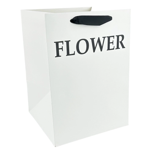 Set 2 pungi albe, cu text „Floare”, pentru flori 25x25x35 cm
