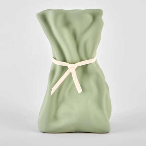 Vaza ceramica "Crestat" verde 16x10