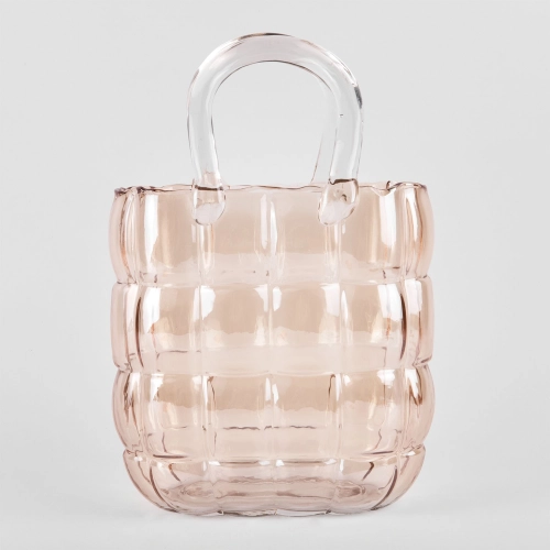 Vaza de sticla "Handbag L" piersica 28/18