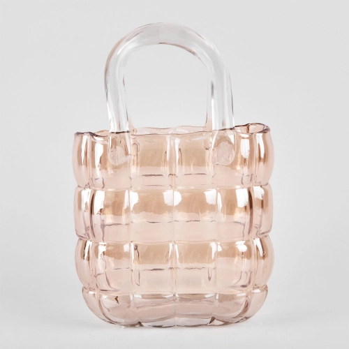 Vaza de sticla "Handbag" piersica 22/8