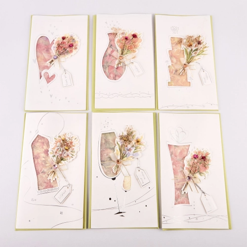 Carduri cadou cu plic, 12 buc, 6 modele, 22x13cm