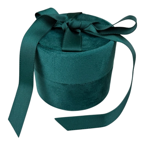 Cutii de bijuterii din catifea cu fundita, verde, 4 bucati, 8.5x7