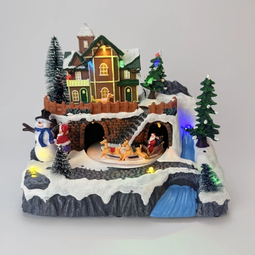 Figurină interactivă „Christmas Town #1” 3xAA, USB, 8 melodii