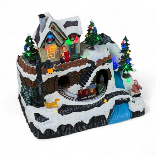 Figurină interactivă „Christmas Town” 3xAA, USB, 8 melodii