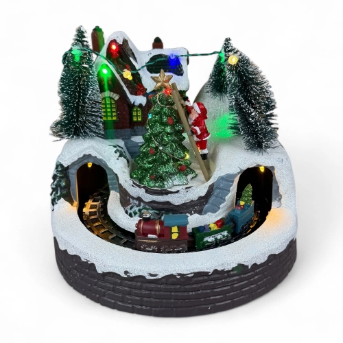Figurină interactivă „Christmas Town #2” 3xAA, USB, 8 melodii