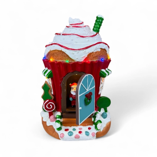 Figurină interactivă „Christmas Town #9” 3xAA, USB, 8 melodii