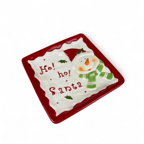 Christmas plate "Ho-ho Santa #2" white