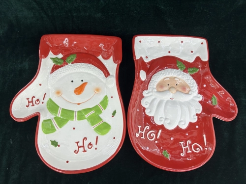 Farfurie in forma de manusa "Ho-ho Santa" rosu