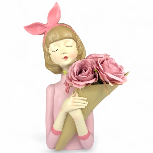 Vază ceramică „Pink Ribbon and Vase” 37x10 cm