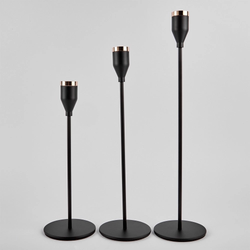 Set 3 sfeșnice „Black and gold” 32/27/22 negru
