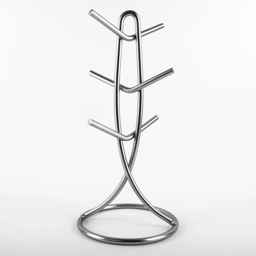 Stand pentru 6 cesti, argintiu cu lemn 35 cm