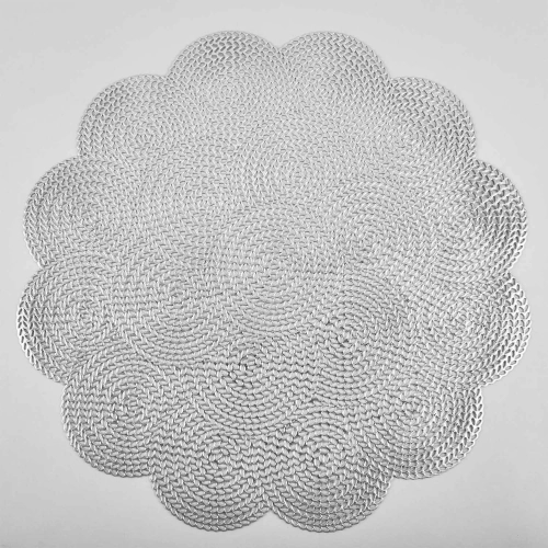 Set 6 suporturi farfurie, PVC, izolante si antiderapante, argint, "Circles"