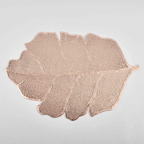 Set of 6 plate holders, PVC, insulating and non-slip, gold, "Branches"