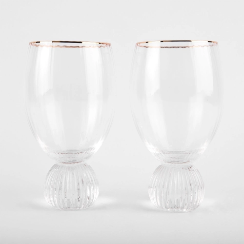 Set de 6 pahare pe tija rotunda "Iceberg gold"