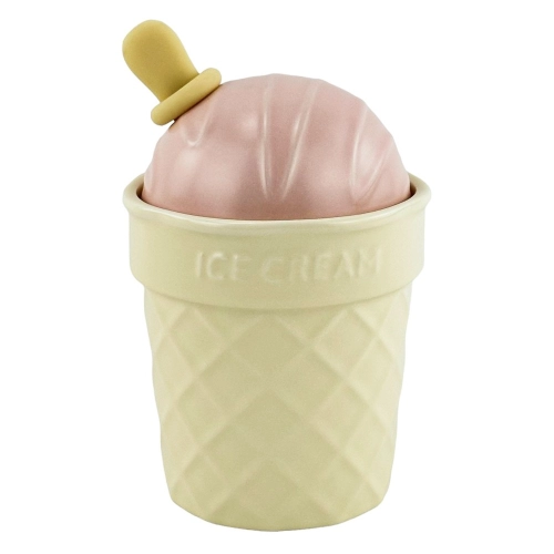 Cana ceramica cu capac roz si lingura "Icecreamy"