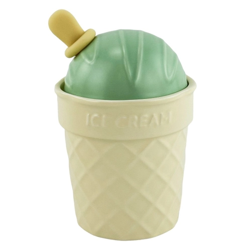 Cana din ceramica cu capac verde si lingura "Icecreamy"