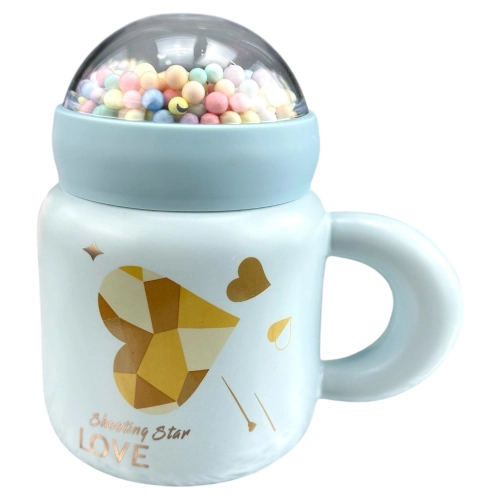Ceașcă albastră din ceramică cu capac „BubbliCup”