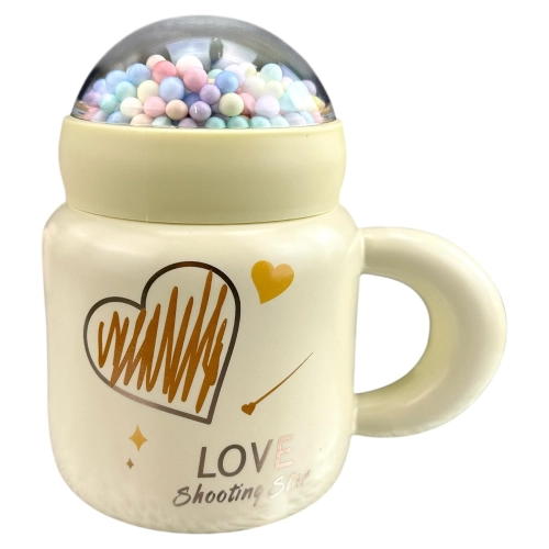 Ceașcă galbenă din ceramică cu capac „BubbliCup”