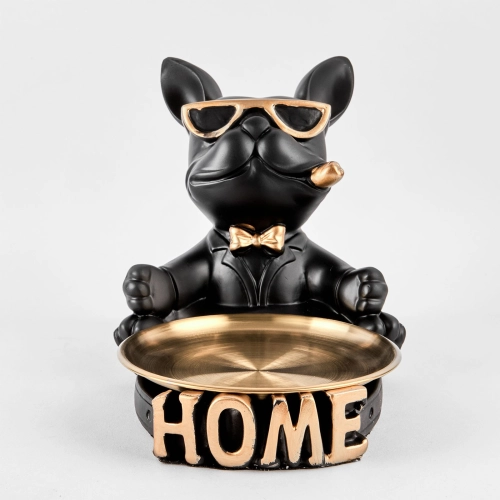 Bulldog negru cu o farfurie pentru obiecte mici "Bulldog #5" 20/24cm